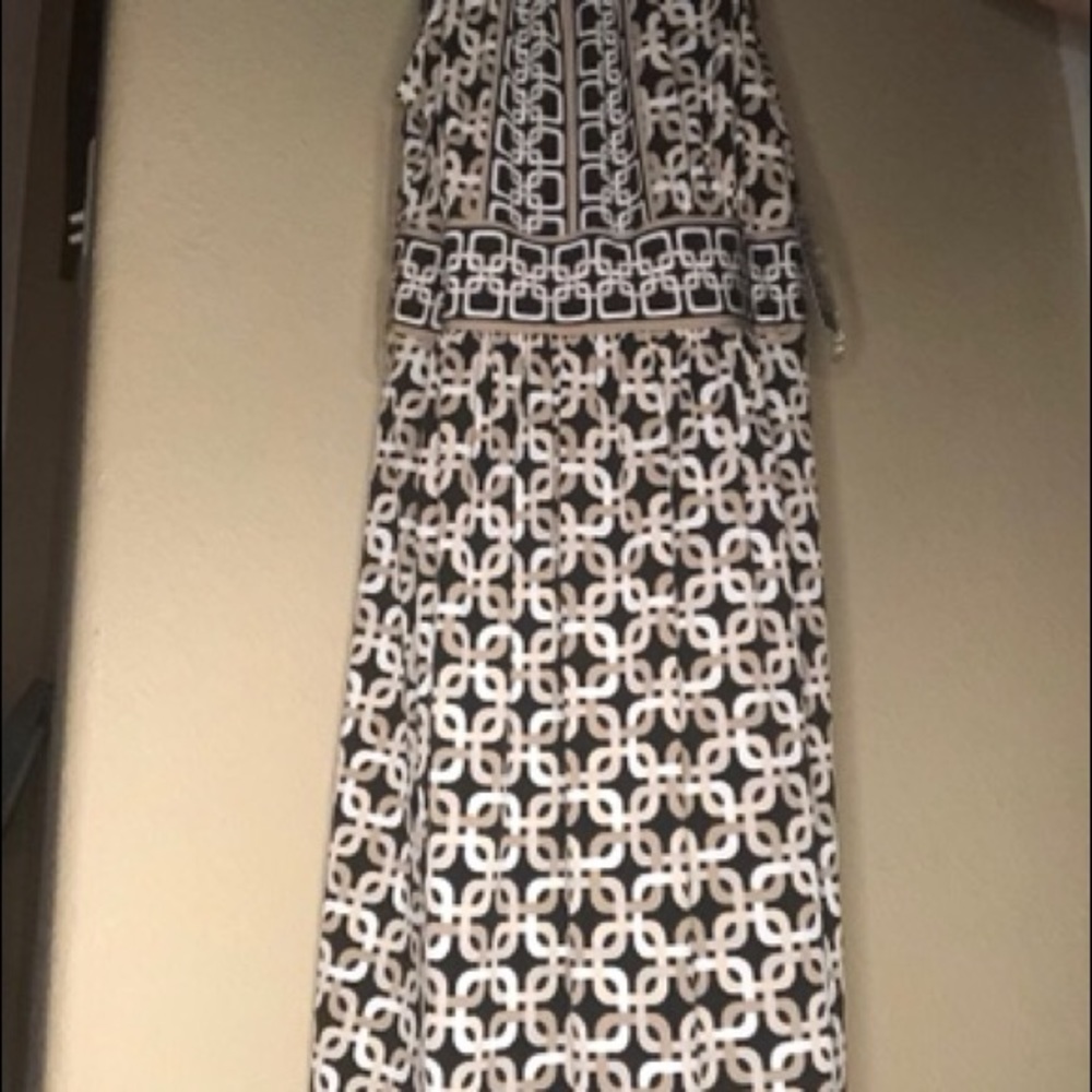 NWT New York & Co tan/black tank type dress